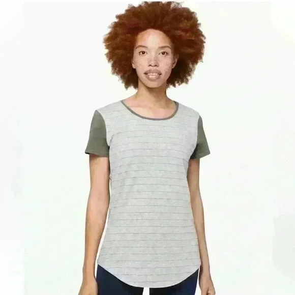 Lululemon Love Crew III 
Short Serve Stripe Heathered Core Light Grey Grey Sage - Picture 1 of 14